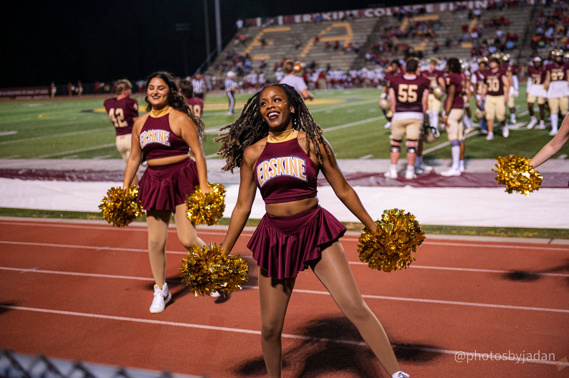 Cheer members at a Fleet Football game