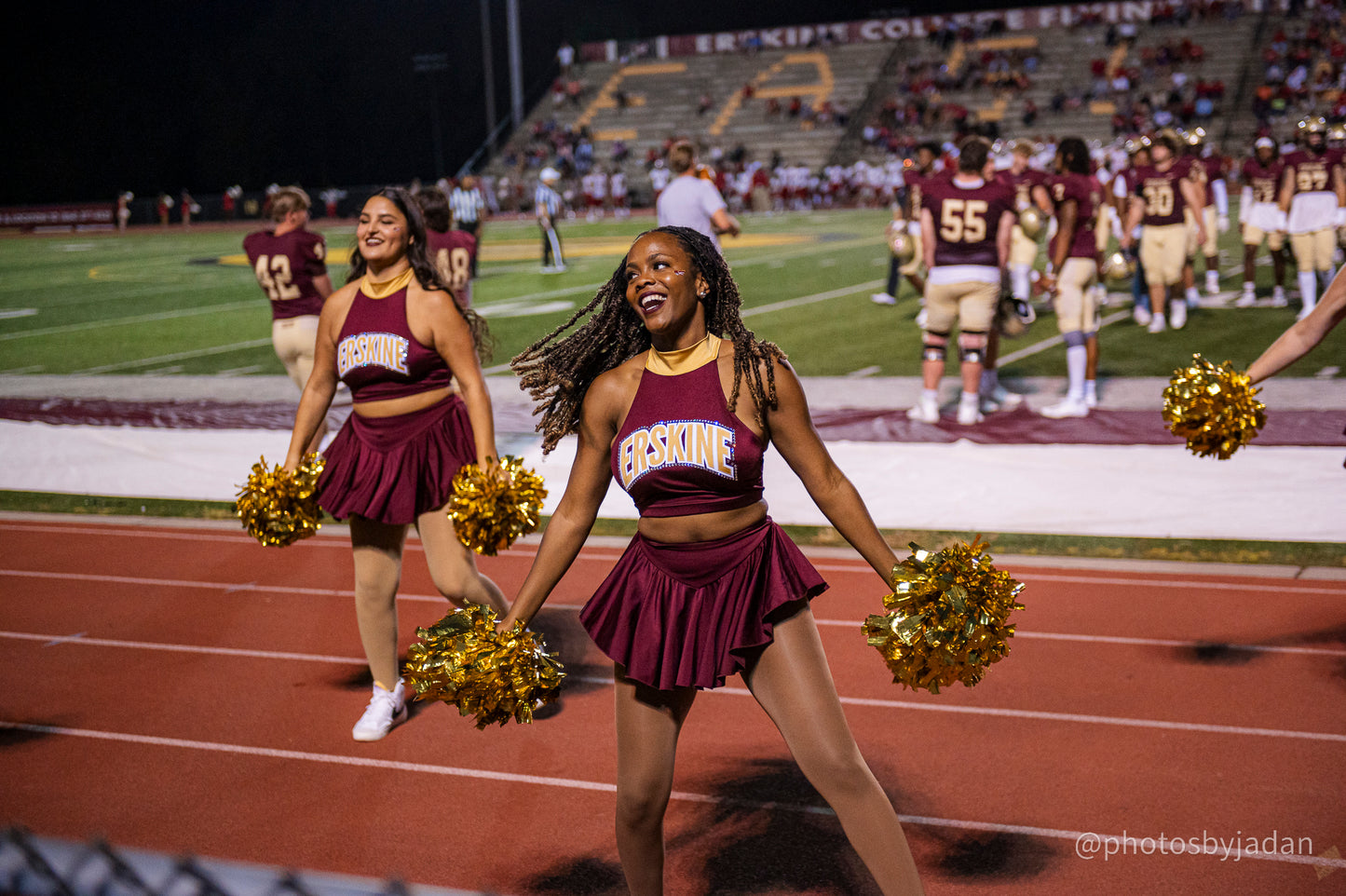 Two members of the Fleet Cheer team