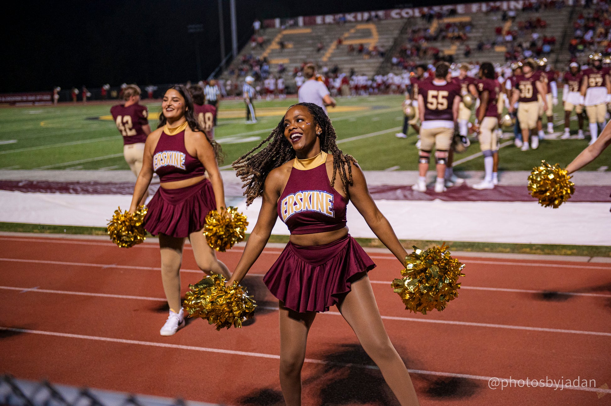 Two members of the Fleet Cheer team