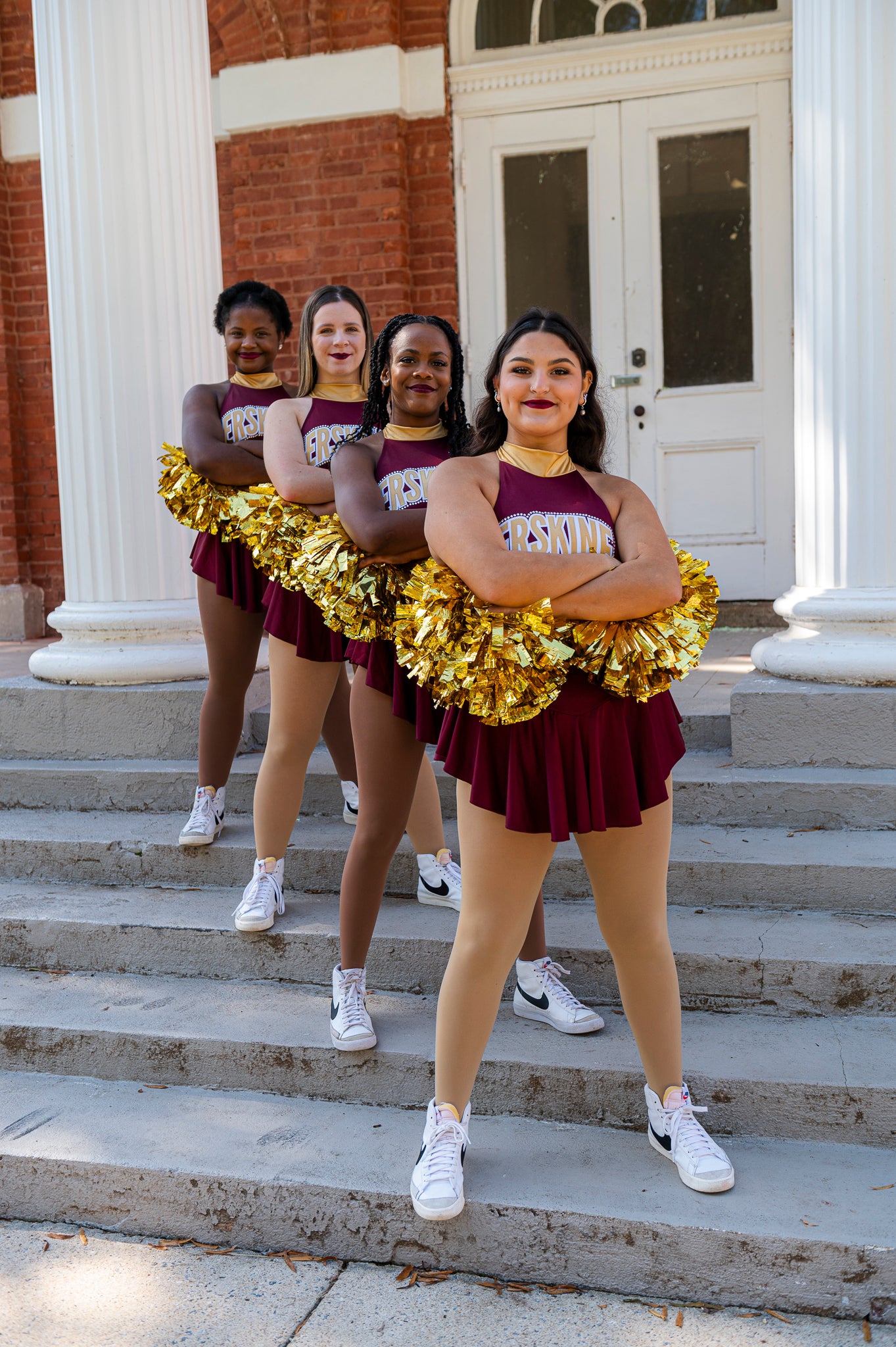 Erskine cheerleaders pose in a line